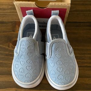 New Vans Slip-On V Hearts Blue Fog Baby Size 4.5